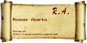 Rosner Avarka névjegykártya
